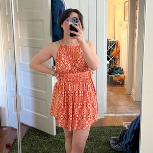 Free People Orange Satin Dress